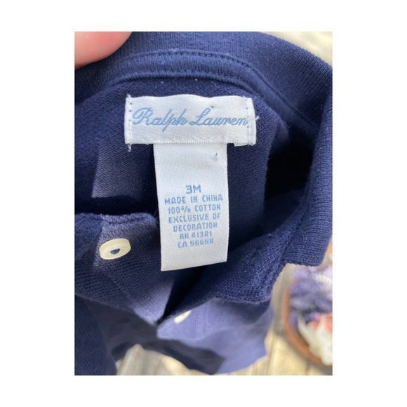 Ralph Lauren Navy Blue Knit Romper Collared Sz 3M - Picture 4 of 4